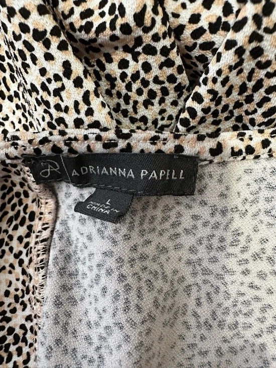 Adrianna Papell Black and Cream Printed Long Sleeve Scoop Neck top size L - Picture 6 of 9